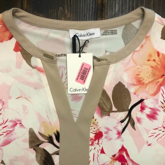 Calvin Klein 🌸 Women's 3/4 Sleeve BEAUTIFUL Floral Blouse SZ Small - Picture 5 of 8